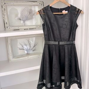 Black mini dress with sheer mesh lining